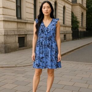BCBGeneration Blue and White Sleeveless Sundress